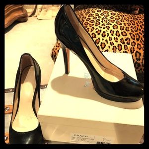 EUC Coach black patent leather heels